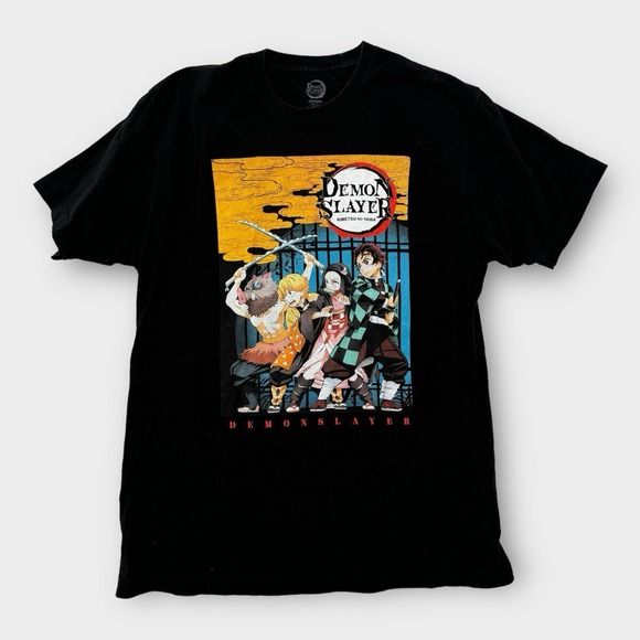 Demon Slayer Shirt Anime Kimetsu No Yaiba Mens Large Black Short Sleeve Tee - Picture 1 of 4